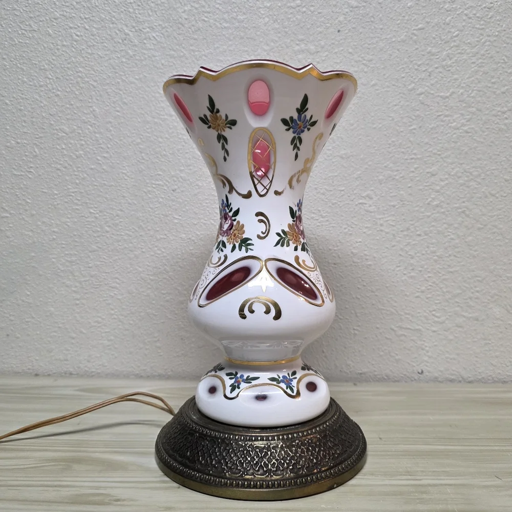 Bohemian Czech Glass Vintage Lamp